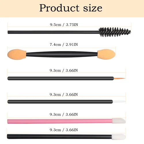 Miniatura 3 de Kit de herramientas de maquillaje desechables de 300 piezas, cepillo para cejas/cepillo de rímel, aplicadores de labios/aplicadores de sombra