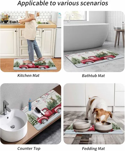 Miniatura 9 de Tapete de baño de Navidad para bañera, antideslizante, de secado rápido y absorbente, de tierra de diatomeas, fregadero, cocina, sala de estar