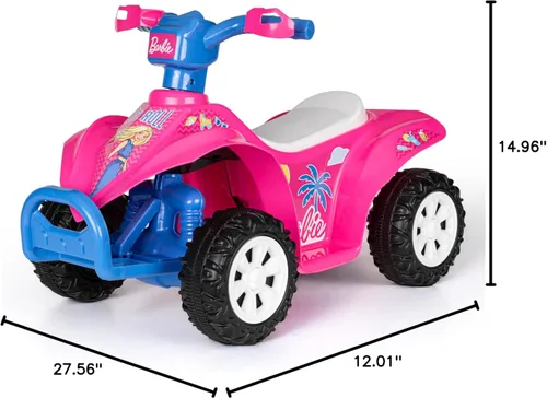 Miniatura 7 de Barbie - Cuadriciclo 6V para niños, juguete de montar potente y seguro con batería recargable, conducción hacia adelante y hacia atrás, capacidad