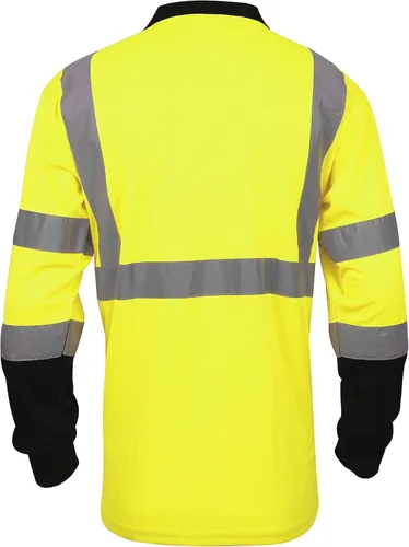 Miniatura 2 de L&M® Hi Vis Camiseta Polo ANSI Clase 3 Reflectante Seguridad Lima Naranja Negro Manga Larga Corta Alta Visibilidad Lima 72