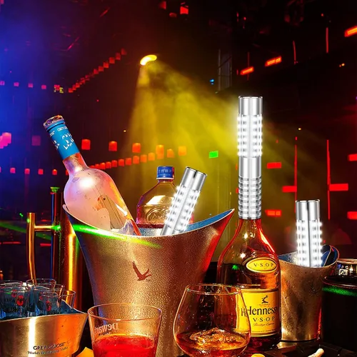 Miniatura 6 de 6 botellas de luz estroboscópica de bastón, luces de servicio, bengalas, botellas de champán reutilizables, decoración de luz de mano para bar, 6