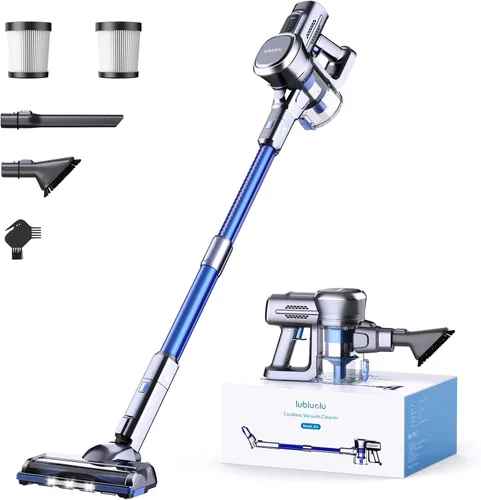 Miniatura 9 de Lubluelu Aspiradora inalámbrica, aspiradora de palo recargable inalámbrica con motor sin escobillas ligero de 235W, diseño autoportante y manual