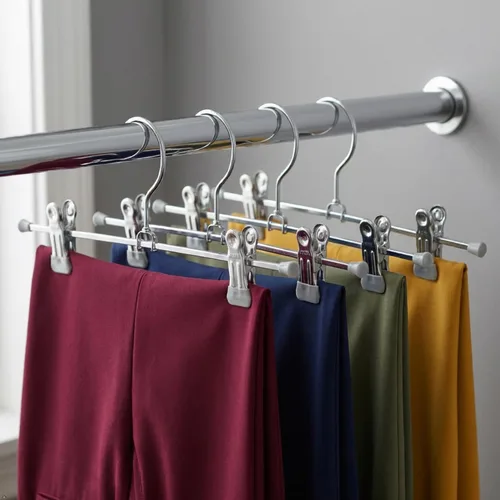 Miniatura 8 de Mawa by Reston Lloyd - Percha antideslizante que ahorra espacio para pantalones y faldas con dos clips, estilo K/40D, juego de 10, 15 3/4 pulgadas