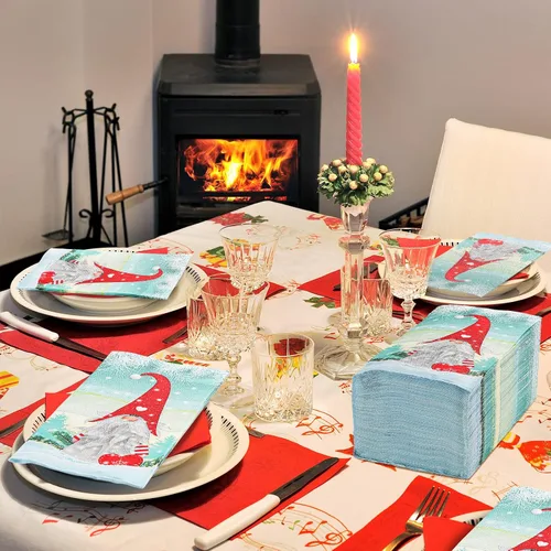 Miniatura 4 de 200 servilletas de Navidad para invitados, gnomos, toalla de mano desechable de Navidad para baño, papel para el hogar, Navidad, invierno