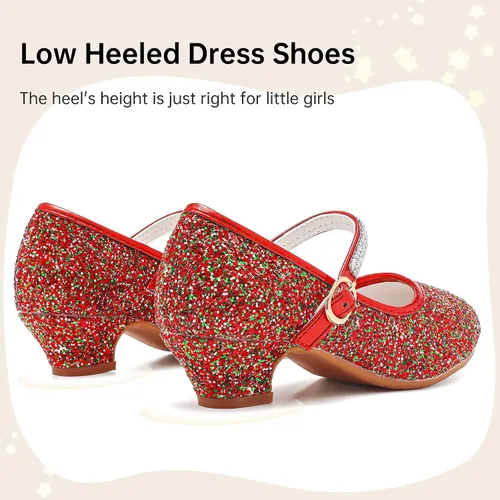 Miniatura 5 de Motasha Zapatos de vestir para niñas pequeñas, zapatos de princesa con flores, tacones bajos, fiesta, boda, para niños pequeños y grandes