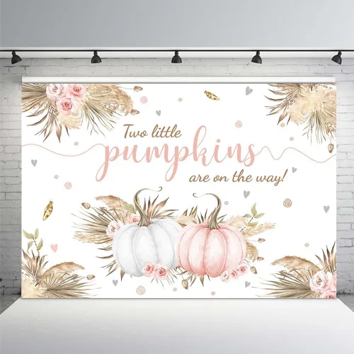 Miniatura 8 de MEHOFOND Telón de fondo bohemio de calabaza pequeña de 7 x 5 pies para niño, baby shower, hojas de otoño, hierba de pampas, hierba de Acción