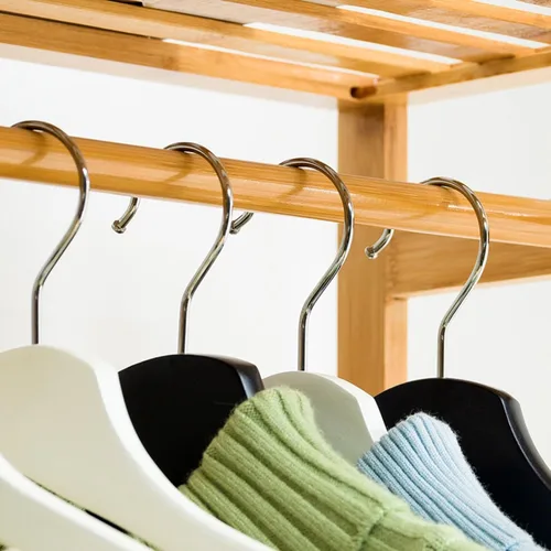 Miniatura 5 de Multifunctional Bamboo Clothes Rail Stand with Hanging Rod,Sturdy Freestanding Coat,Garment Rack,Open Wardrobe for Bedroom Hallway,Clothing Hanger