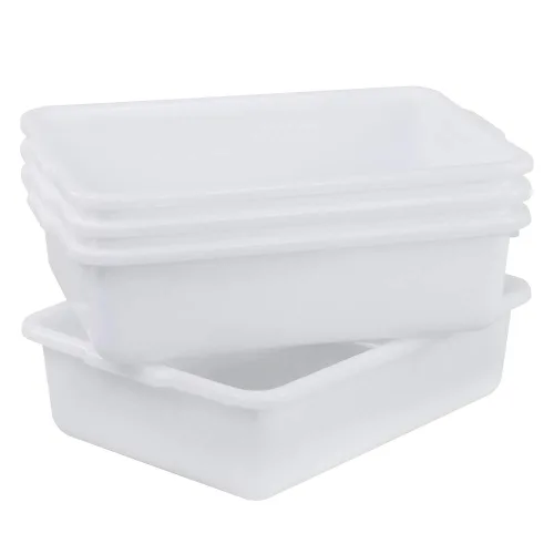 Miniatura 9 de Juego de 4 cajas de plástico gris de 13 L, caja de autobús comercial grande para platos
