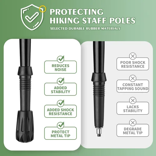 Miniatura 3 de Juego de 6 puntas de goma para bastones de trekking – Tapas universales antideslizantes para bastones de senderismo con bastones de senderismo