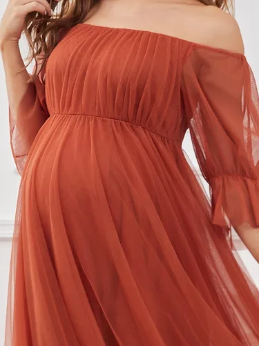 Miniatura 5 de Ever-Pretty Vestido de maternidad de tul con hombros descubiertos para mujer 20862
