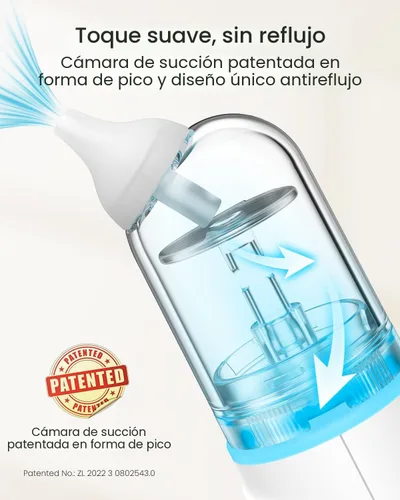 Miniatura 5 de GROWNSY Aspirador Nasal para Bebé, 5 Niveles de Succión Mejorados Succionador de Nariz para Bebé, Succión Nasal Eléctrica IPX7 Impermeable para Gris
