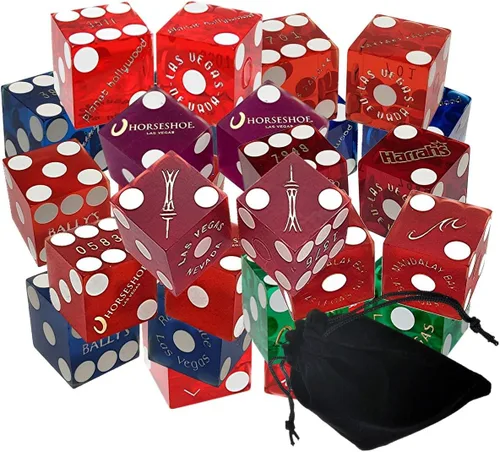 Miniatura 7 de Authentic Nevada Casino Dice Set 19mm Craps Dice (3 Pairs, 6 Dice) Table-Played Mixed Assortment Lake Tahoe Casinos