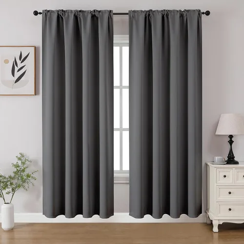 Miniatura 42 de CUCRAF - Cortinas opacas beige de 45 pulgadas, juego de 2 paneles con bolsillo para barra, cortinas para oscurecer dormitorios y sala de estar