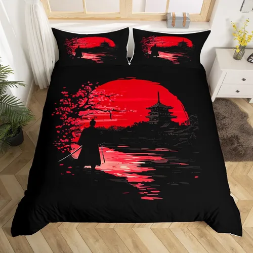 Miniatura 10 de Erosebridal Juego de ropa de cama de faro, tamaño individual, funda de edredón náutica de gaviota, funda de edredón con estampado de paisaje marino