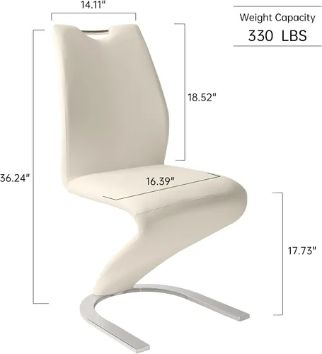 Miniatura 3 de HIPIHOM Juego de 2 sillas de comedor Sirena, sillas modernas de cocina y comedor sin brazos tapizadas en cuero PU con asiento de almohadón y patas