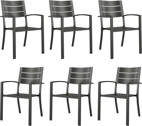 Miniatura 13 de PHI VILLA Juego de 2 sillas apilables de hierro forjado para patio, sillas de metal portátiles negras para exteriores, soporta 300 libras, ideal