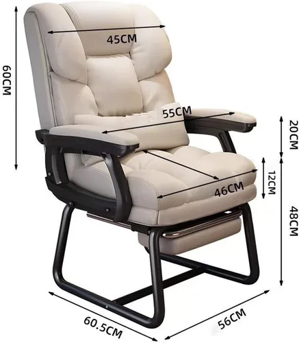 Miniatura 2 de Silla de oficina de piel sintética suave gruesa con almohada lumbar de espuma viscoelástica y reposapiés oculto. Puedes acostarte con un clic