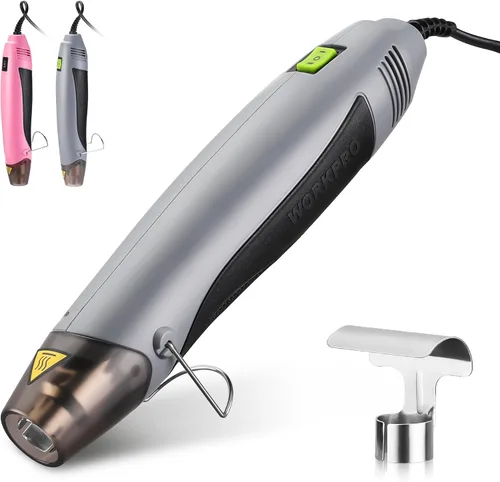 WORKPRO Pistola de calor, mini pistola de aire caliente de 400 W con boquilla reflectora, 2 ajustes de temperatura de 482 ℉ (482.0 °F)/842 ℉ (842.0