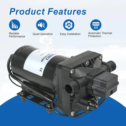Miniatura 3 de DICMIC 5.0 GPM 115V AC 55 PSI Revolution Bomba de agua con interruptor de presión compatible con cámper, RV, ducha, rociador