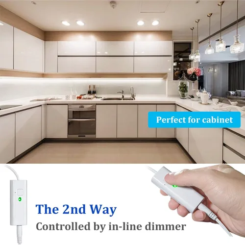Miniatura 3 de WOBANE - Tira de luces LED blancas, kit de tira de luz LED regulable, 16.4 pies de luces en cinta flexible para dormitorio, cocina, debajo
