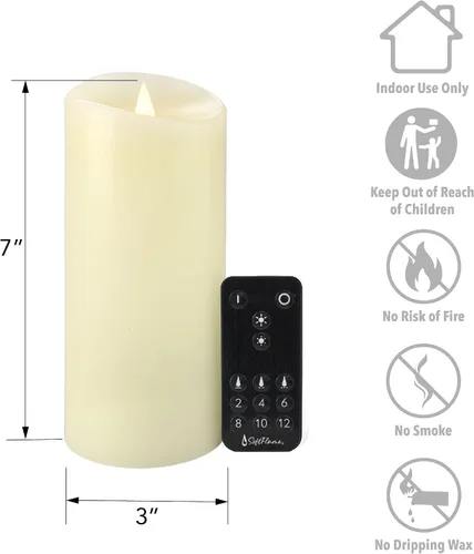 Miniatura 2 de Velas LED sin llama con control remoto, 3 x 7 pulgadas, llama móvil parpadeante 3D, velas que funcionan con pilas en carcasa de cera real para uso