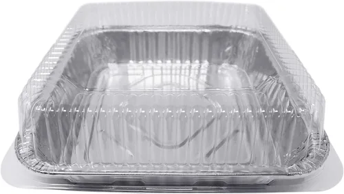Miniatura 9 de Fig & Leaf Paquete de 35 moldes cuadrados para hornear pasteles de 8 x 8 pulgadas con tapas de cúpula de plástico, latas de papel de aluminio