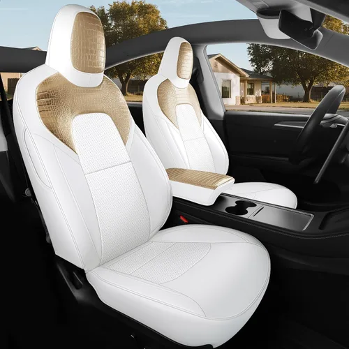 Miniatura 28 de Fundas de Asiento Negras para Tesla Model Y, Funda de Asiento de Coche Tesla de 12 Piezas, Impermeable, Cuero Nappa, Totalmente Envueltas, Negro