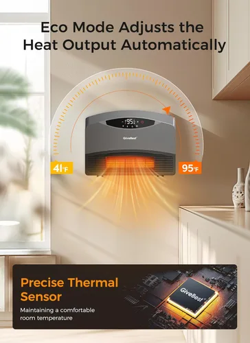 Miniatura 4 de GiveBest Calentador de pared inteligente para uso en interiores, calentador eléctrico de 1500 W, funciona con Alexa, termostato ajustable, control