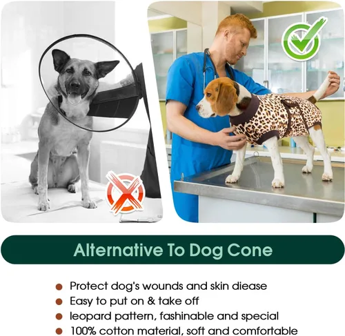 Miniatura 6 de Kuoser Traje de cirugía para perro, cómodo traje de recuperación para perros hembras para cirugía, mameluco protector posoperatorio, alternativa