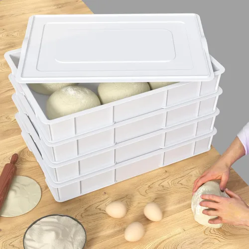 Miniatura 4 de Paquete de 4 cajas de prueba de masa de pizza comercial con tapa Contenedor de masa para pizza, tapa a juego, duradero y fácil de limpiar, gran