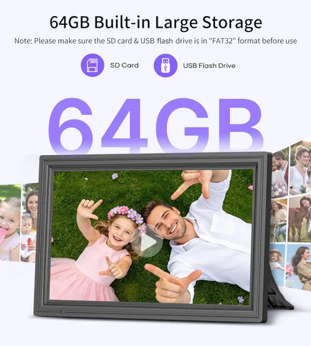 Miniatura 3 de Marco de fotos digital grande de 64GB de 15.6", marcos de fotos electrónicos WiFi Uhale con pantalla táctil FHD IPS de 1920 x 1080, compatible