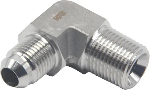 Miniatura 5 de HFS (R) 3/8" macho NPT a 3/8" macho JIC codo 90° Flare tubería de acero inoxidable 304 (3/8" MNPT x 3/8" MJIC)