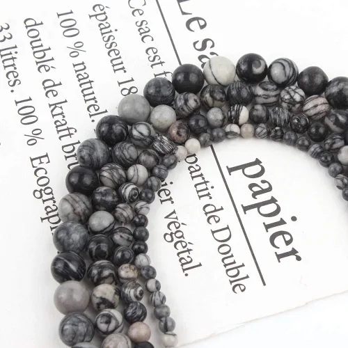 Miniatura 8 de 45 piezas de cuentas de telaraña, cuentas naturales de piedra redondas sueltas de 8 mm con poder curativo para hacer joyas, aretes, collares, Piedra