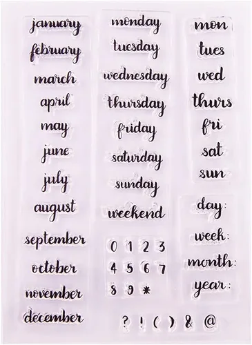 Miniatura 4 de Calendario de etiquetas de clima, patrón transparente, sellos de silicona para saludos, palabras de saludo de diario, sellos transparentes