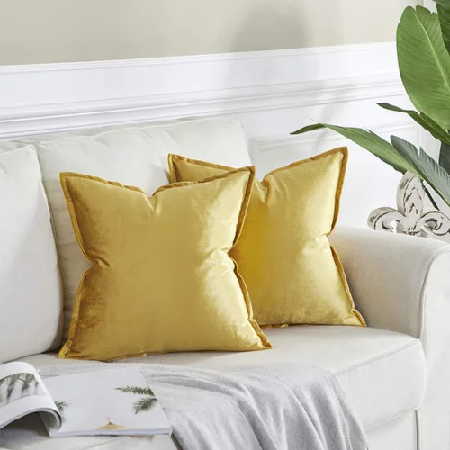 Miniatura 11 de GIGIZAZA Fundas de Almohadas Decorativas de Terciopelo Dorado Lumbar 12x20 Oblongas para Sofá y Sillón Paquete de 2