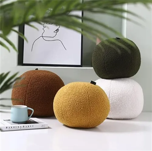 Miniatura 3 de Almohada esférica de felpa para dormitorio, sala de estar, sofá, cojín redondo de cintura, cojín de flor, ventana escandinava, decoración de tatami