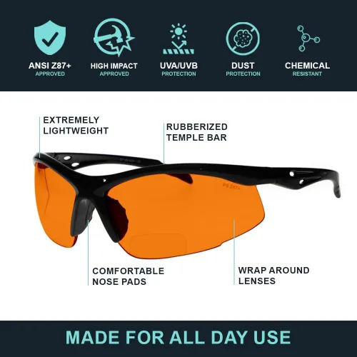 Miniatura 2 de Gafas de seguridad bifocales SB-9000 con lentes naranjas