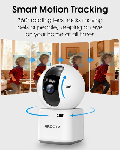 Miniatura 3 de Cámaras ARCCTV para seguridad del hogar 2 piezas con WiFi 6 y 5GHz/2.4GHz, seguimiento de movimiento para no perderse ningún momento, audio