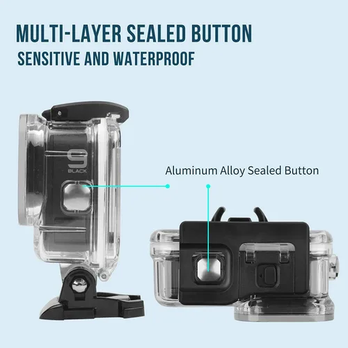 Miniatura 5 de SHOOT Kit de funda impermeable para GoPro Hero 12/11/10/9, carcasa protectora de buceo, con protector de pantalla y 12 piezas antivaho inserto