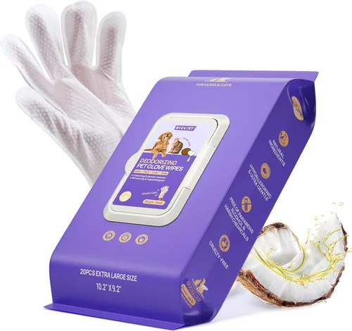 Miniatura 9 de HICC PET Toallitas desodorizantes de limpieza para perros y gatos, hipoalergénicas, hidratantes y nutritivas para guantes de aseo de mascotas