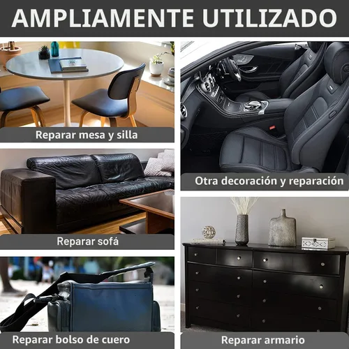 Miniatura 3 de Parche de reparación de cuero, autoadhesivo de 17 x 79 pulgadas, cinta de parche de vinilo grande para sofás, muebles, asientos de automóvil, Negro