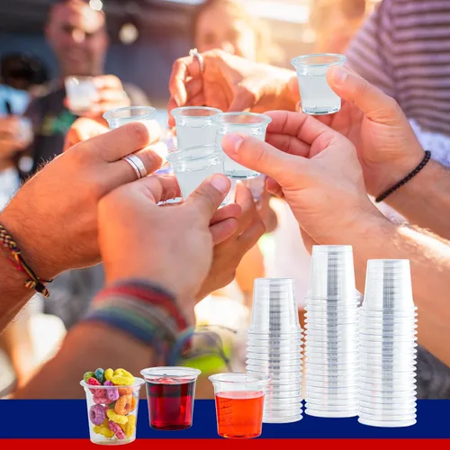 Miniatura 9 de JOLLY CHEF Paquete de 1000 vasos de chupito de plástico, vasos de gelatina desechables transparentes de 1 onza, reutilizables, perfectos