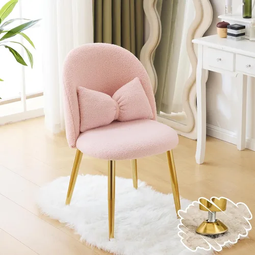 Miniatura 13 de VINGLI Silla de Maquillaje de Pétalo con Respaldo, Silla de Escritorio Linda para Niñas Sin Ruedas, Silla de Comedor Moderna, Pequeña Silla