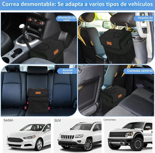 Miniatura 6 de ELONGRIVER - Basurero para asiento trasero o delantero de automóvil, a prueba de fugas, bonita bolsa de basura para vehículos utilitarios