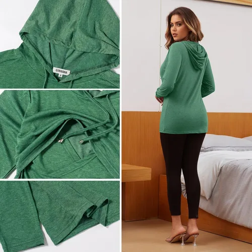 Miniatura 140 de GINKANA Sudadera con capucha para mujer, manga larga, lactancia materna, ropa casual