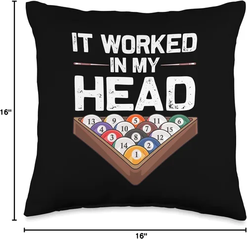 Miniatura 4 de 8 Ball Pool Gift Billiards Accessories & Stuff Divertido diseño de billar para hombres y mujeres, cojín deportivo para jugadores de piscina, 16 x 16