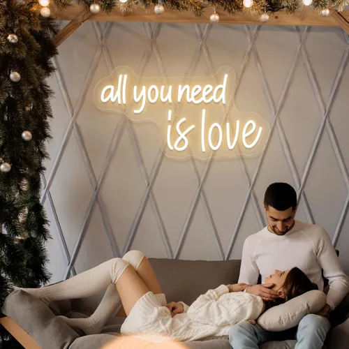 Miniatura 3 de Letrero de neón con texto en inglés «All You Need Is Love» de neón para boda, alimentado por USB, tres luces ajustables «All You Need Is Love»