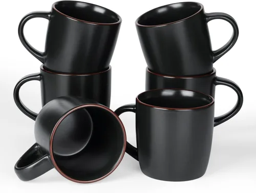 Miniatura 28 de famiware Mercury - Tazas de café de 13 onzas, juego de 4 tazas de café con asa, tazas para café con leche, té caliente, capuchino, moca, cacao, negro