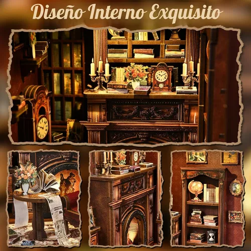 Miniatura 6 de KERNOWO Kit de Rincón de Libros, Rompecabezas de Madera 3D DIY para Adultos, Adolescentes y Principiantes, Kit de Casa Miniatura en Miniatura
