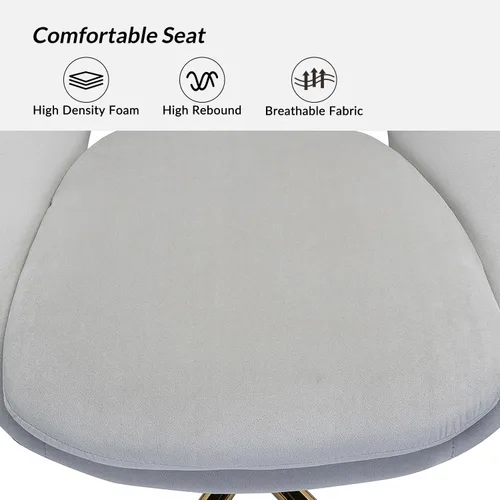 Miniatura 5 de TINA'S HOME Silla de oficina moderna de terciopelo con giro ajustable, cómoda silla de escritorio tapizada con respaldo abierto, pequeña y bonita